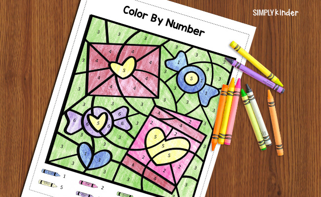 close up of Mother's Day Math worksheets color by number 