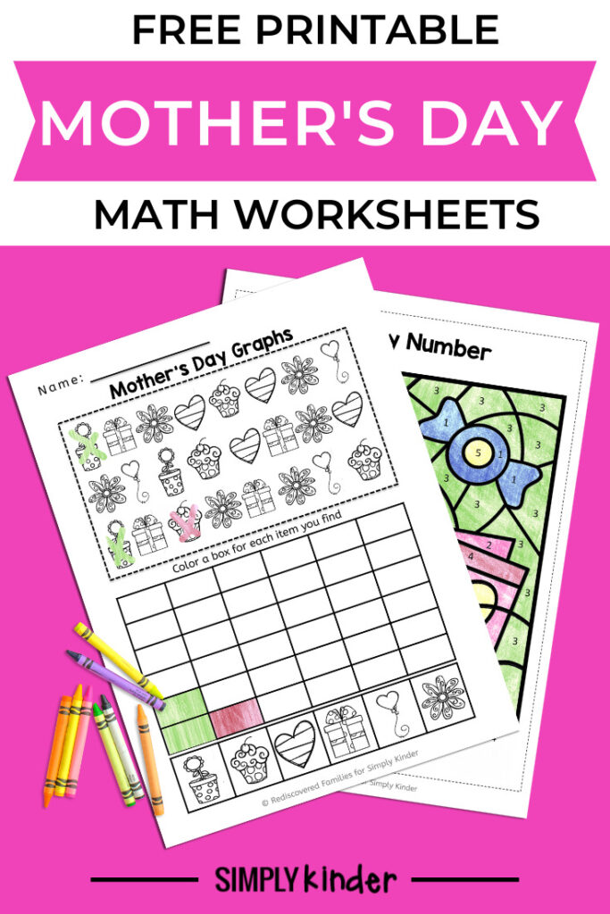 pinterest pin for Mother's Day Math worksheets post
