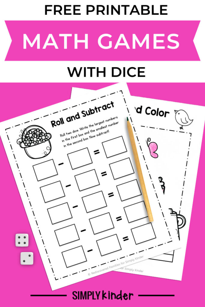 Pinterest pin for math games with dice post