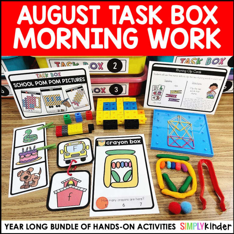 August Morning Bins Task Box