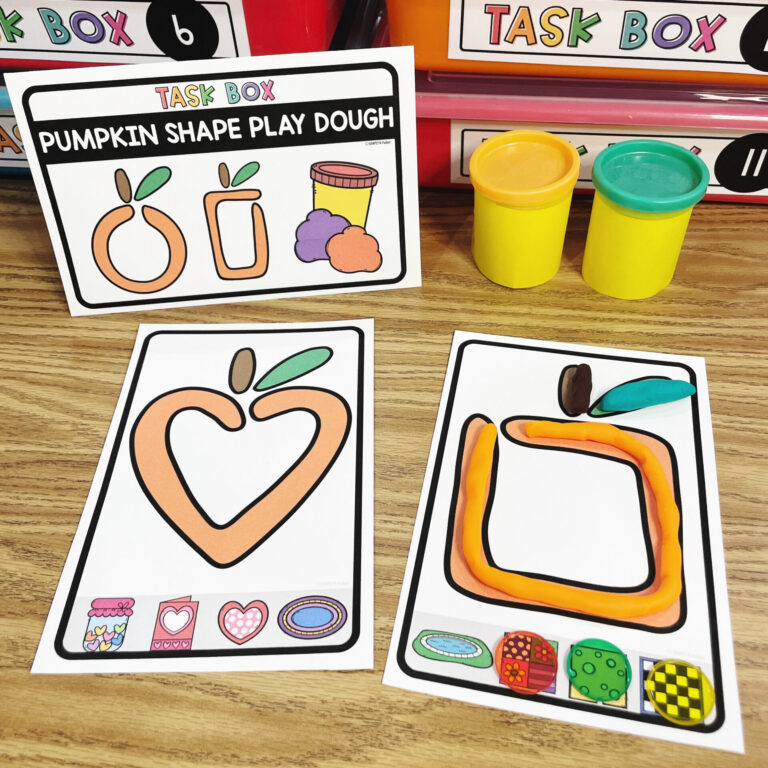Pumpkin Shape Play Dough Morning Work Task Box Center for Fall bundle preview
