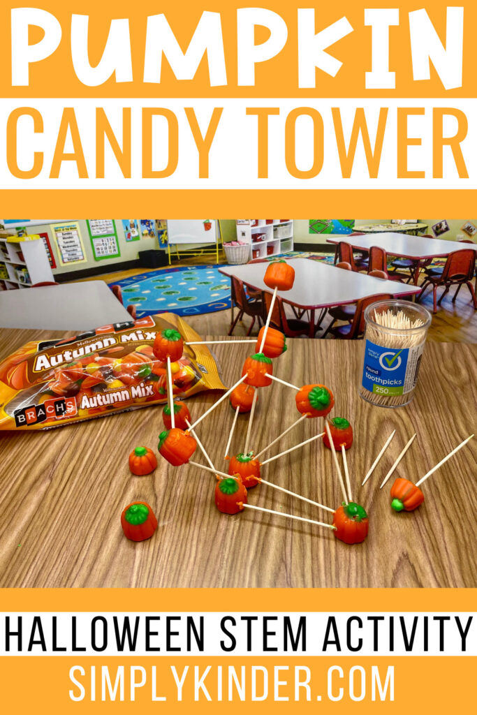 Have students make a pumpkin tower for a fun STEM activity to engage your class. Perfect for preschool, kindergarten, and first grade.