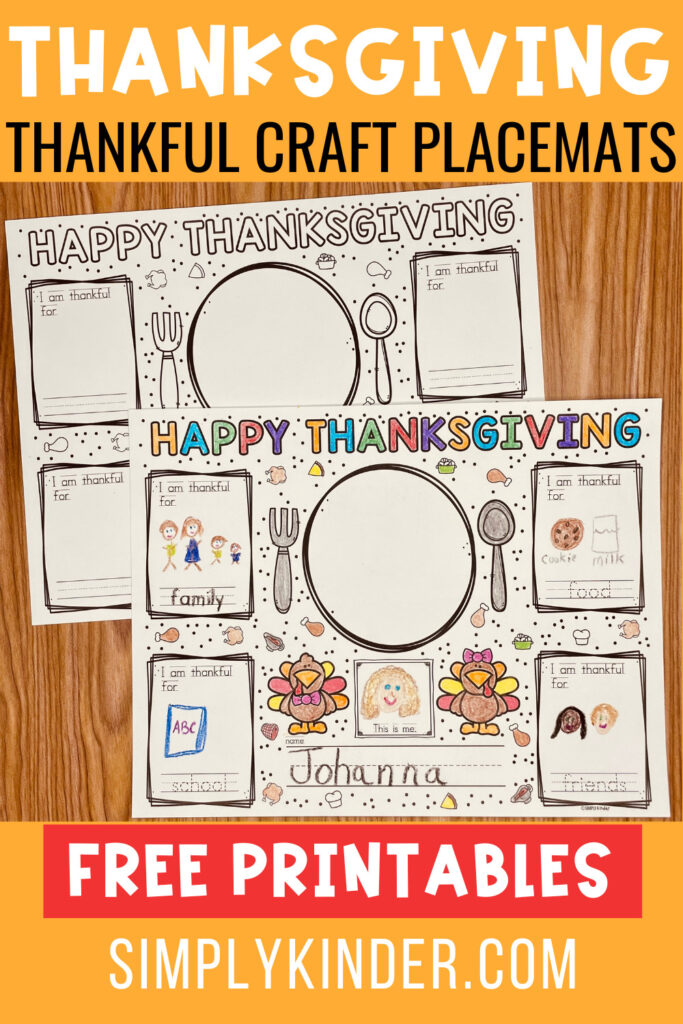 Make these cute Thanksgiving Placemats with your students to use for a Friendsgiving celebration, desk decoration, or send home keepsake!