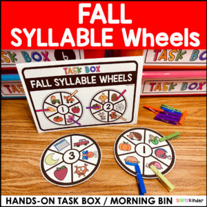Fall Syllable Word Wheel Morning Work Task Box Center for Fall
