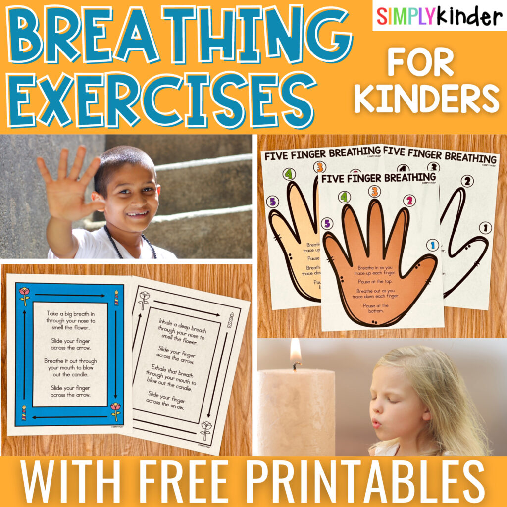 Mindful deep breathing exercises for kindergarten students to de-escalate, calm down, focus, and avoid burnout!