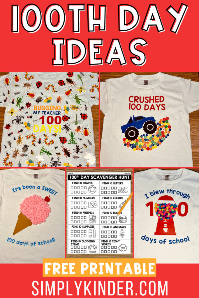 Get all the 100th day of school ideas you need to celebrate!! We have snacks, shirt designs, even a free scavenger hunt printable download!
