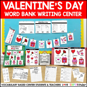Valentine's Day Writing Center with Valentines Day Vocabulary for Writing