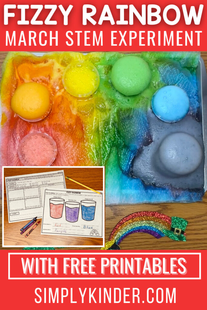 This Fizzy Rainbow STEAM Experiment Is perfect for St. Patrick's Day! Your students will learn about color mixing, reactions, and more!