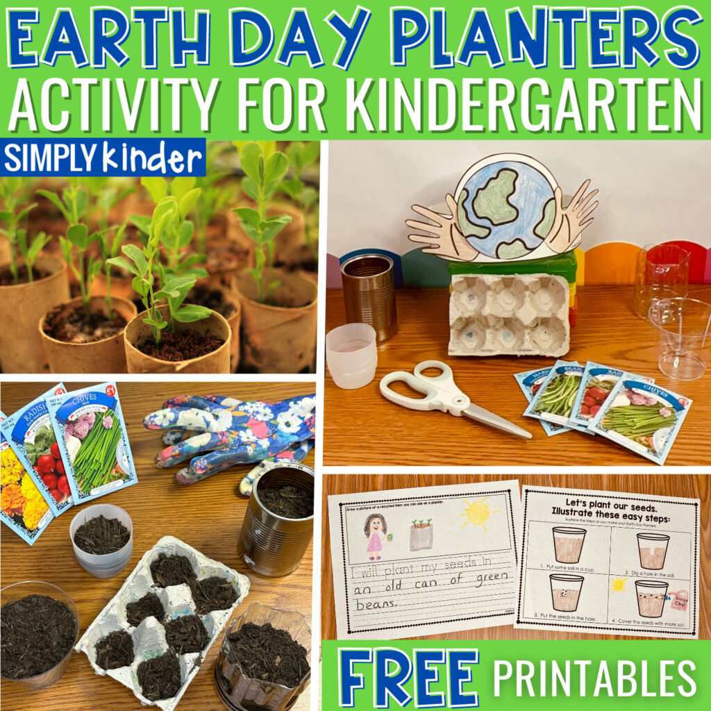 This fun Earth Day Activity for Kindergarten Is a great hands-on planting task you can do this month! Learn all about plants and recycling!