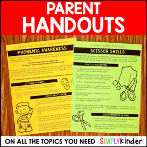 Parent Handouts or Parent Informational Sheets for Back to School