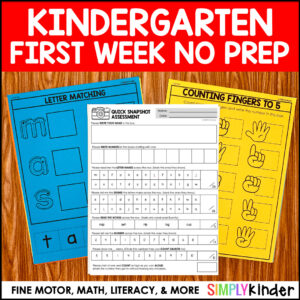 First Week of School No Prep Printables for Kindergarten