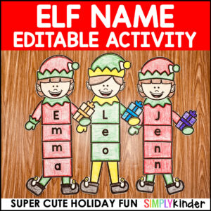 Elf Editable Name Activity & Craft for Christmas & Winter Bulletin Boards