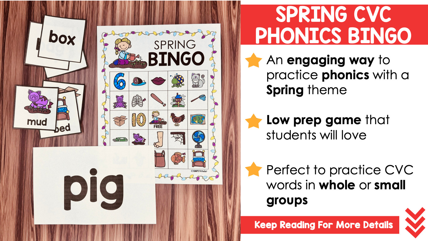 Spring Activities, Phonics Bingo, No-Prep CVC Decodable Game ...