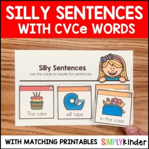 Silly Sentences CVCe Decodable Writing Word Practice Center for Kindergarten
