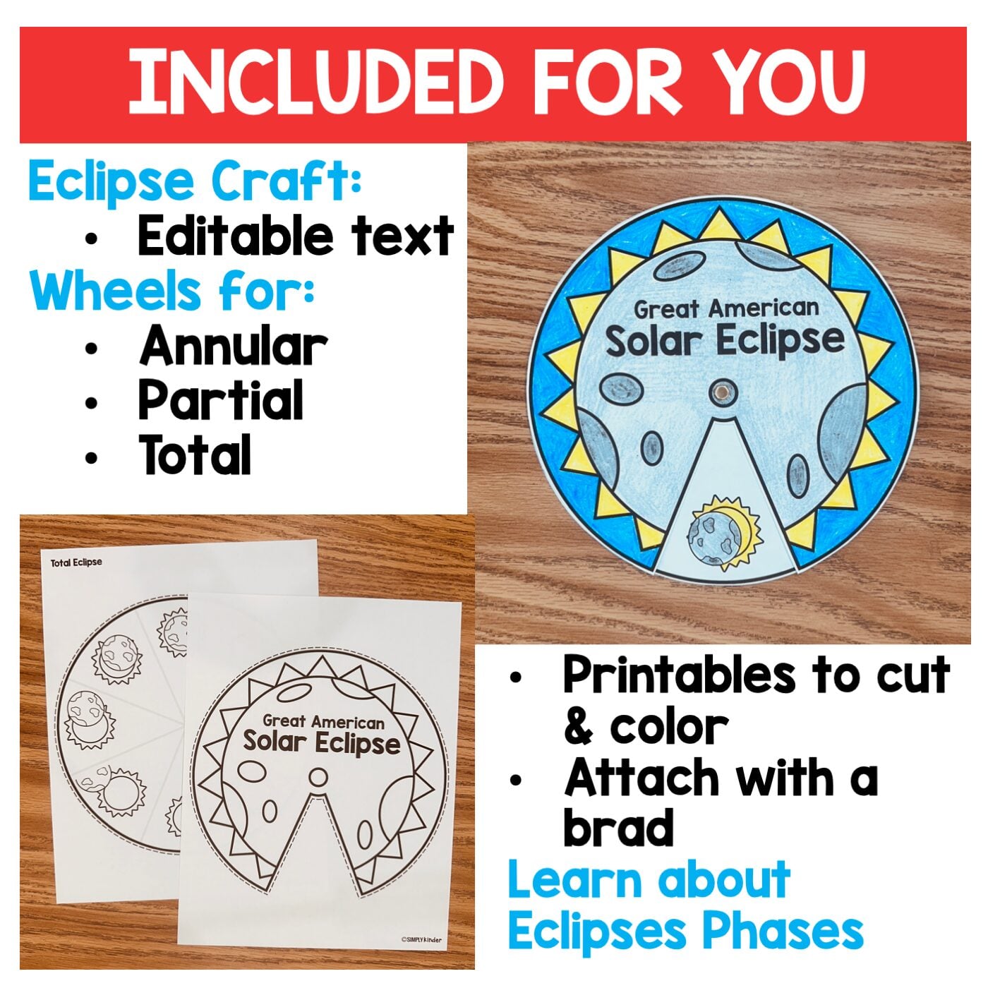Eclipse Craft Spinner Editable Activities, Solar Eclipse for ...