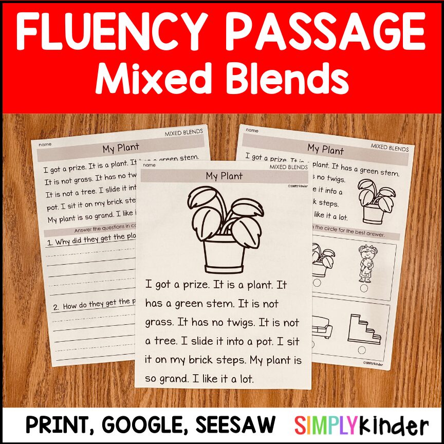 Mixed Blends Decodable Fluency Passage with Reading Comprehension, My ...
