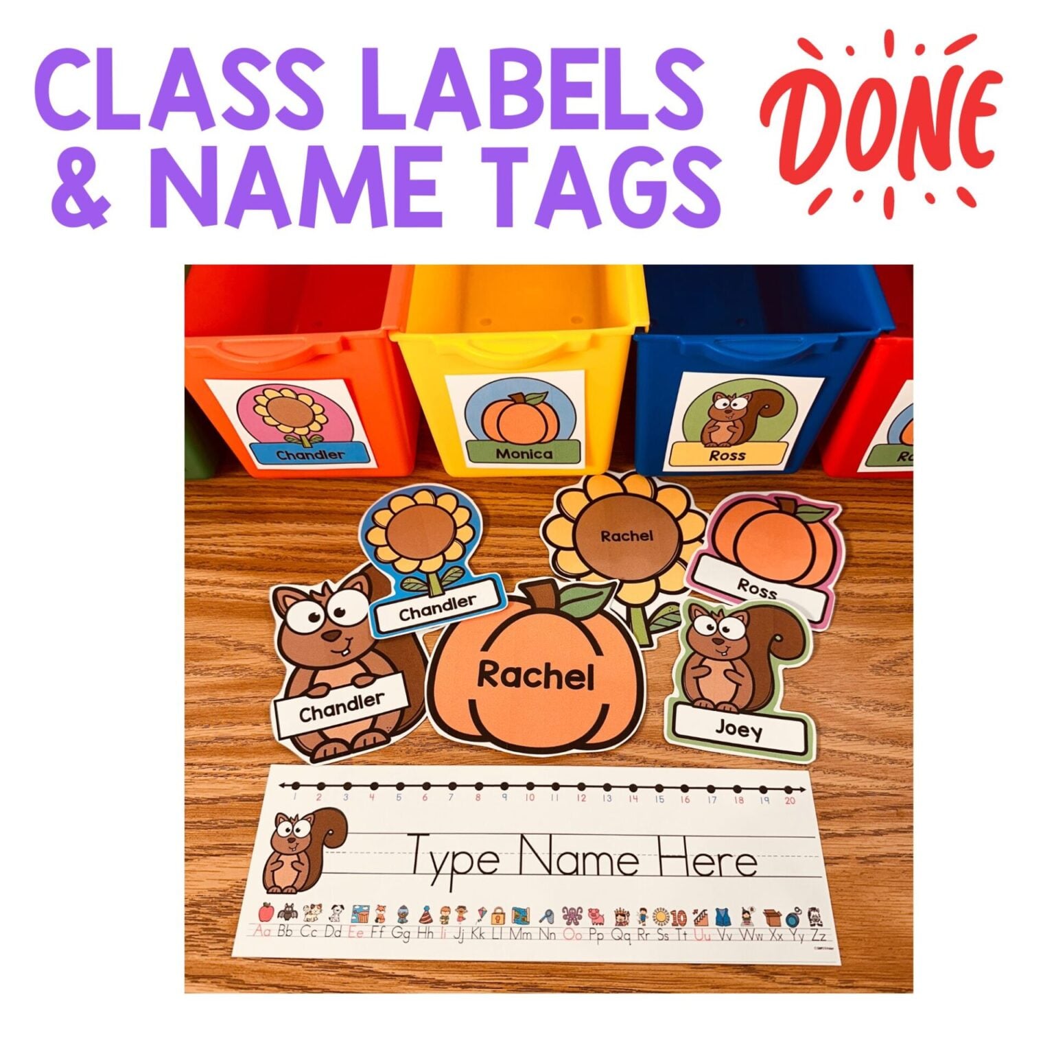 Fall Themed Editable Kindergarten Name Tags and Labels - Simply Kinder