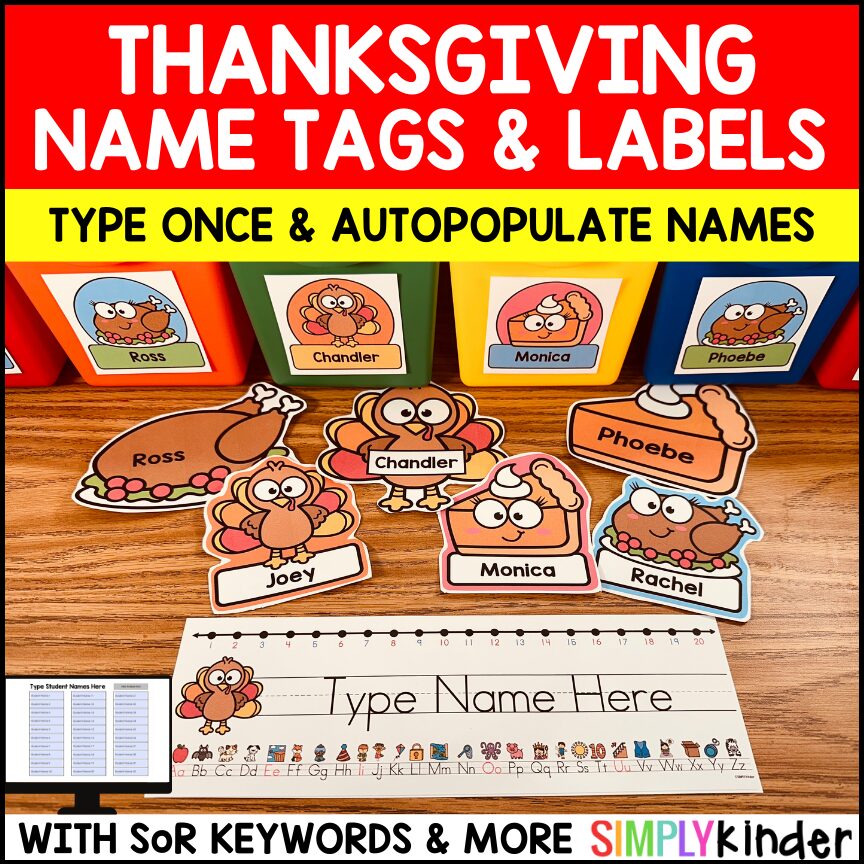 thanksgiving-themed-editable-kindergarten-name-tags-and-labels-simply-kinder for Free Printable Turkey Name Tags Thanksgiving Themed Editable Kindergarten Name Tags and Labels - Simply Kinder for Free Printable Turkey Name Tags