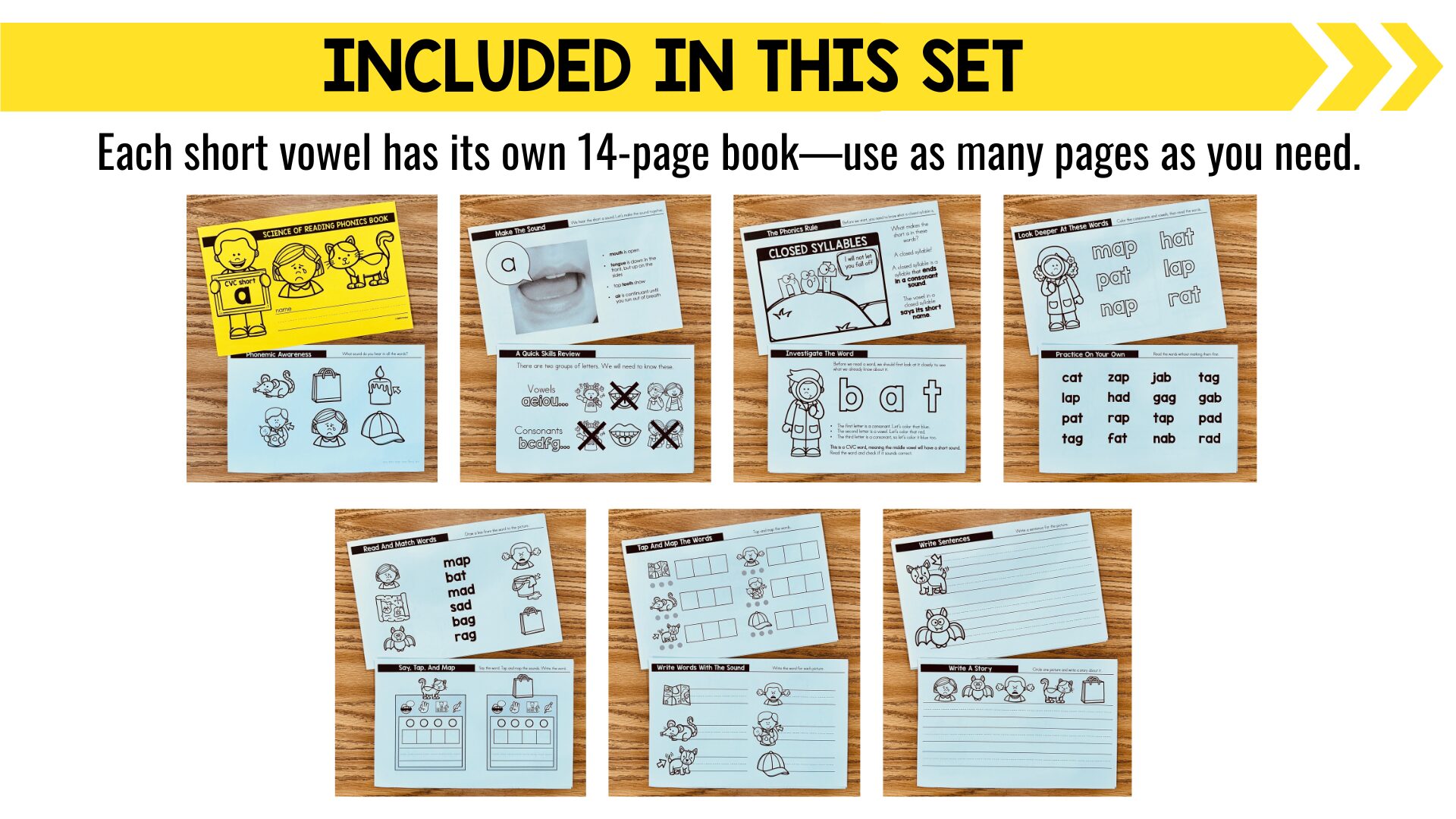 CVC Words Phonics Booklets for Kindergarten, Science of Reading Phonics