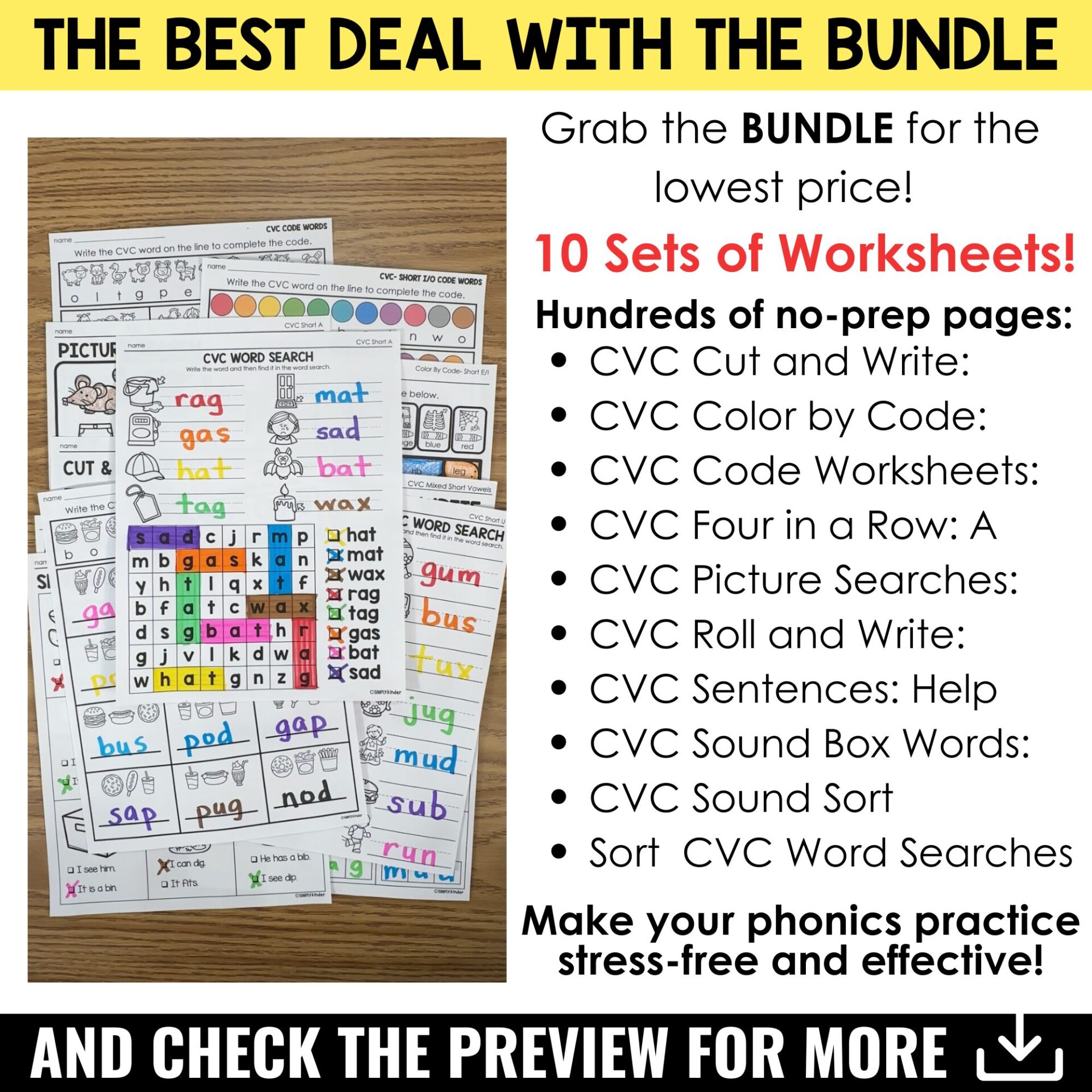 CVC Words No-Prep Secret Code Worksheets Kindergarten, Morning Work ...