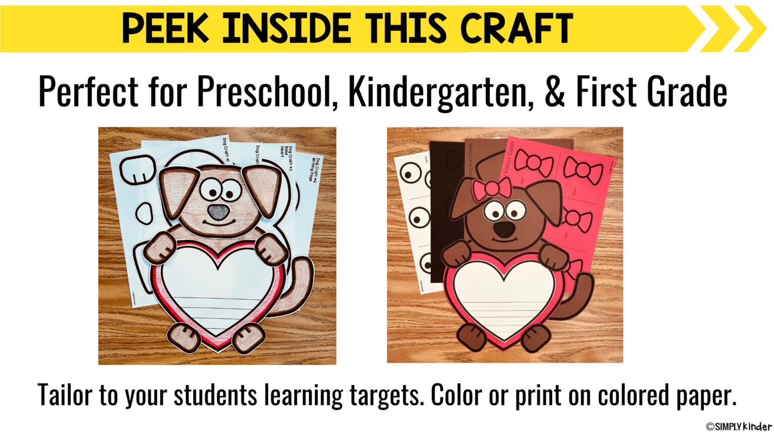 Puppy Love Valentines Day Craft for Kindergarten Dog Craft - Simply Kinder