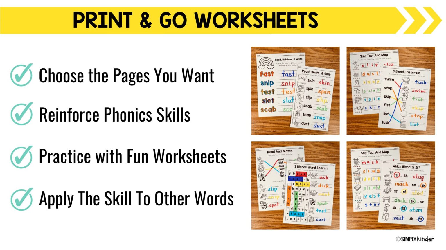 BUNDLE UP* Blends Phonics Worksheets for Kindergarten Science of ...