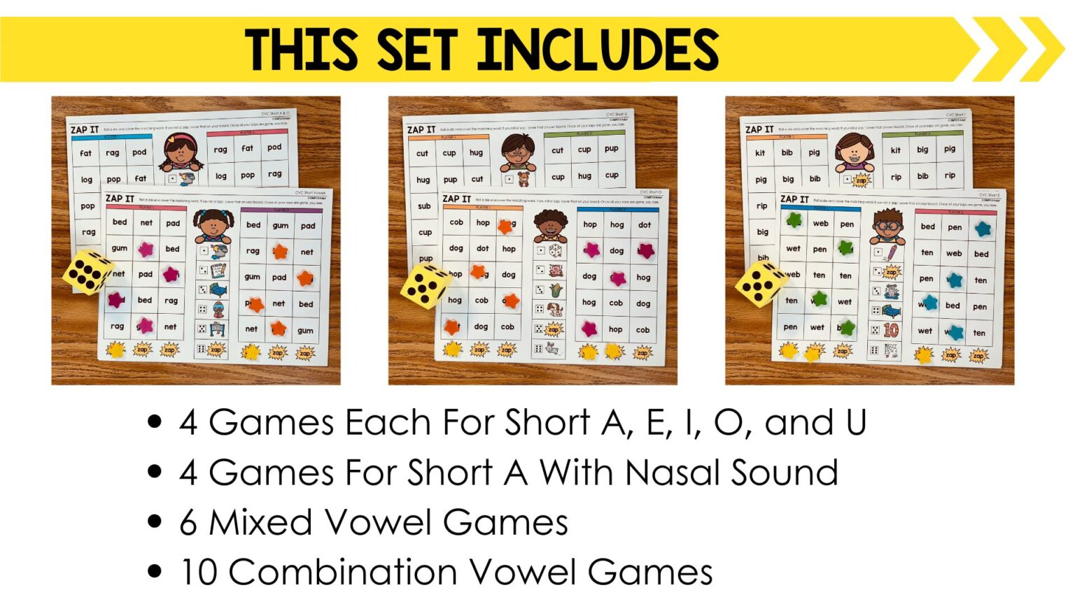 CVC Words Games No-Prep Zap It - Simply Kinder