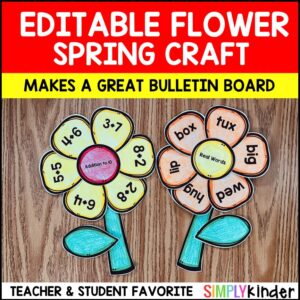 Flower Spring Craft Kindergarten, Editable Bulletin Board Spring Craft Project