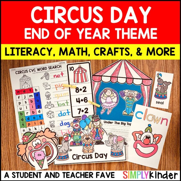 Circus Day Themed Activities for End of the Year: Crafts, Hats, and MORE
