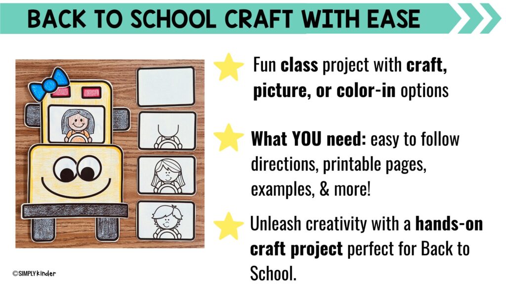 Back to School Bus Craft, First Day Activity, Kindergarten Bulletin ...