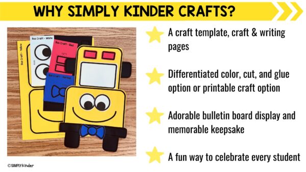 Back to School Bus Craft, First Day Activity, Kindergarten Bulletin ...