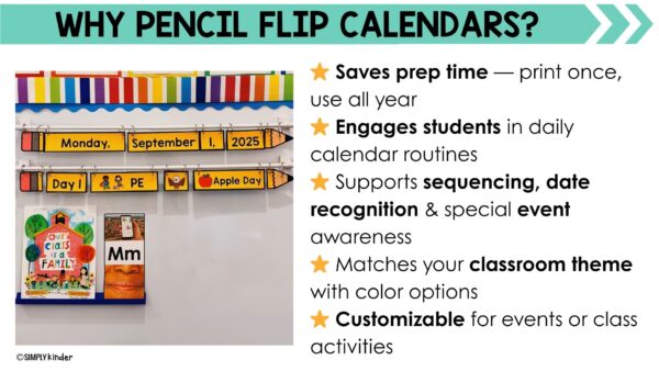 Pencil Flip Editable Calendar for Classroom Decor, Classroom Flip ...