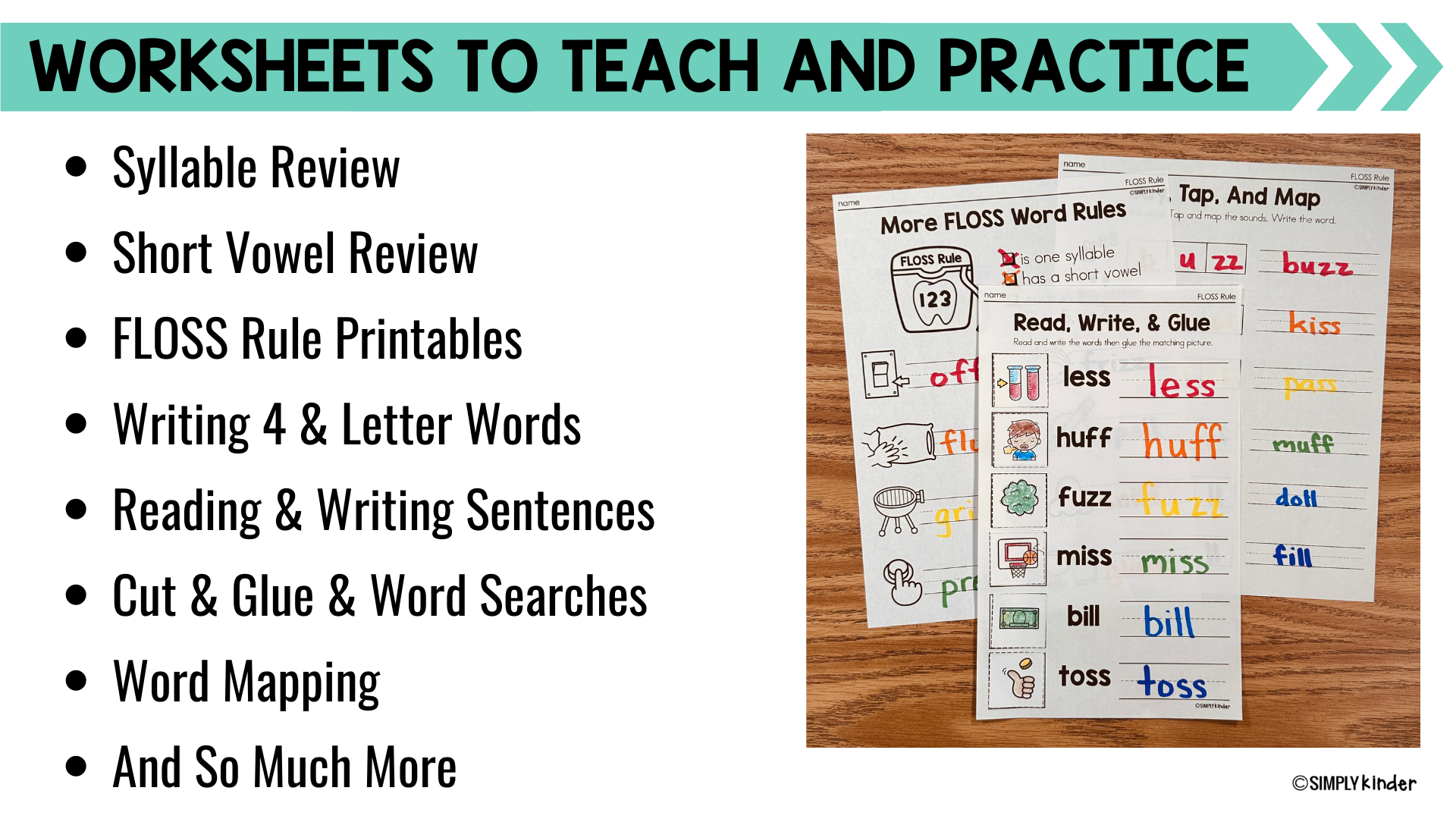 FLOSS Rule Phonics Worksheets for Kindergarten Science of Reading ...
