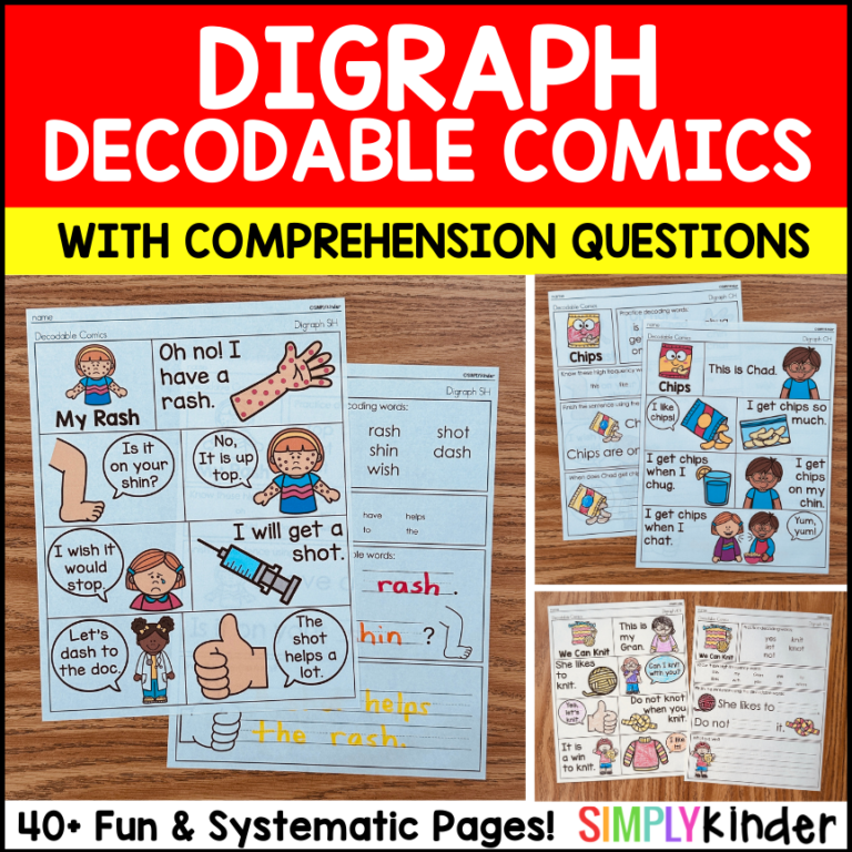 Decodable Digraph Comics Passages with Comprehension Questions, Science of Reading Phonics
