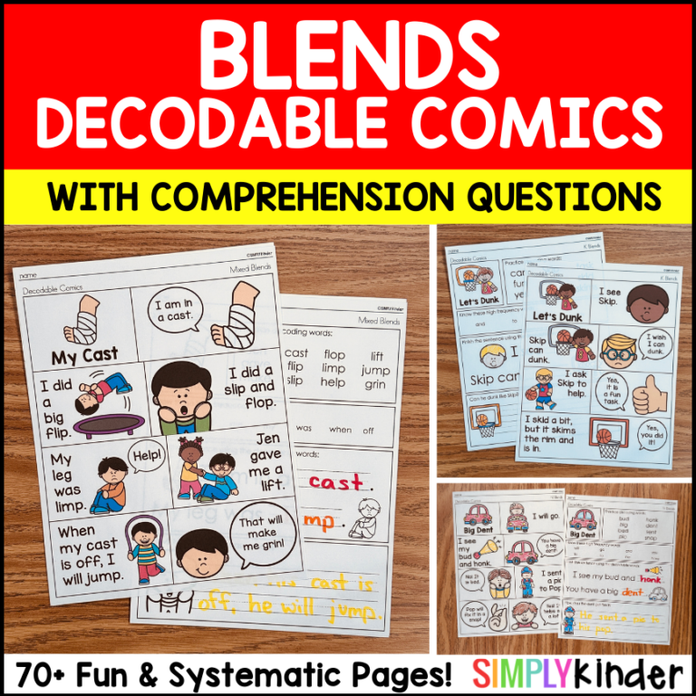 Decodable Blends Comics Passages with Comprehension Questions, Science of Reading Phonics