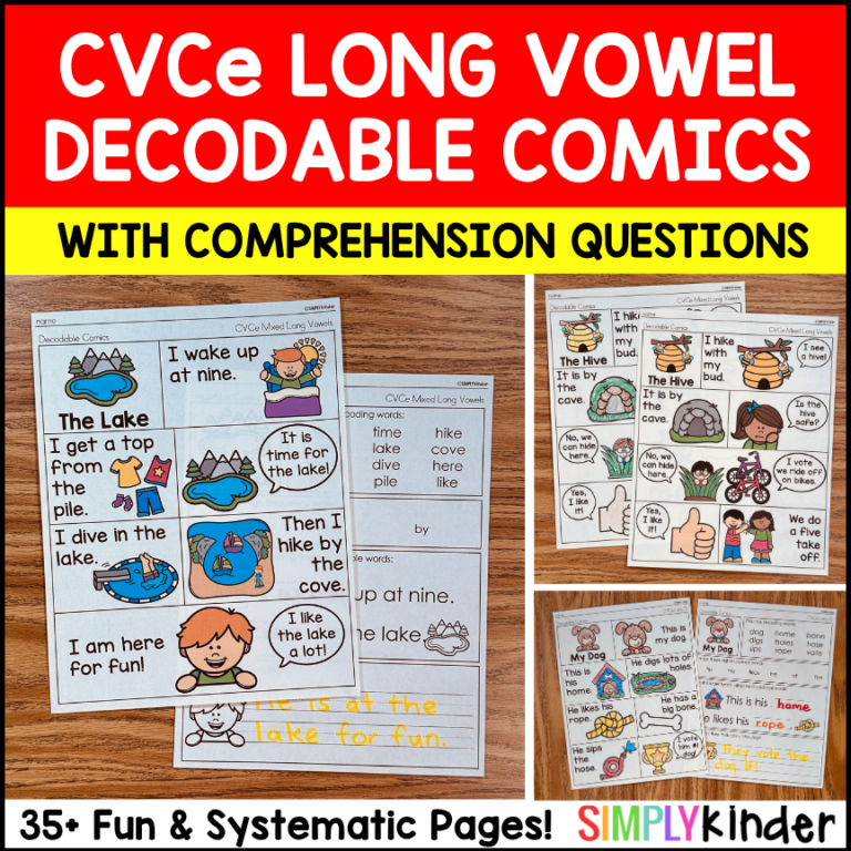 Decodable CVCe Comics Passages with Comprehension Questions, Science of Reading Phonics Long Vowel Decodables