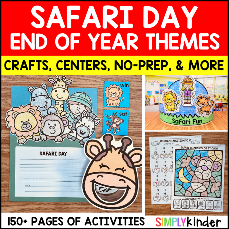 Safari Day Themed Activities for End of the Year: Crafts, Hats, and MORE