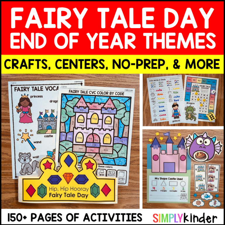 Fairy Tale Day Themed Activities for End of the Year: Crafts, Hats, and MORE