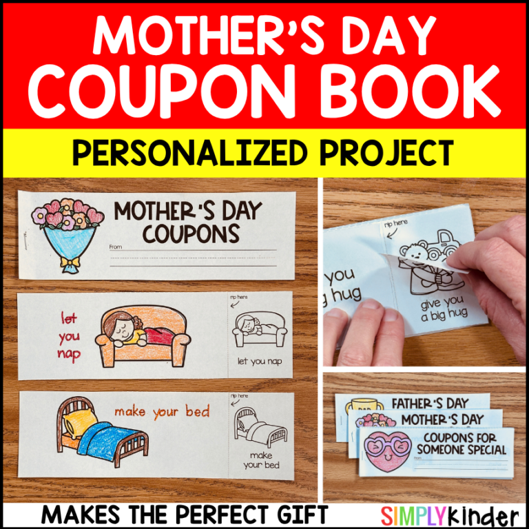 Mother’s Day Coupon Book, Kindergarten Activities, Printable Gift from Students