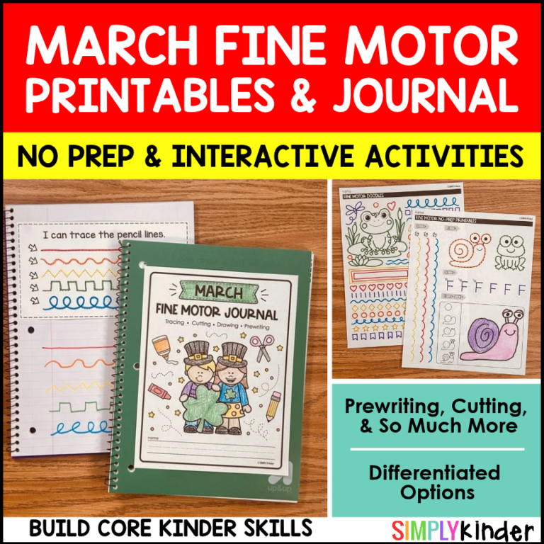 March Fine Motor Journal Activities, Fine Motor Skills Printables ...