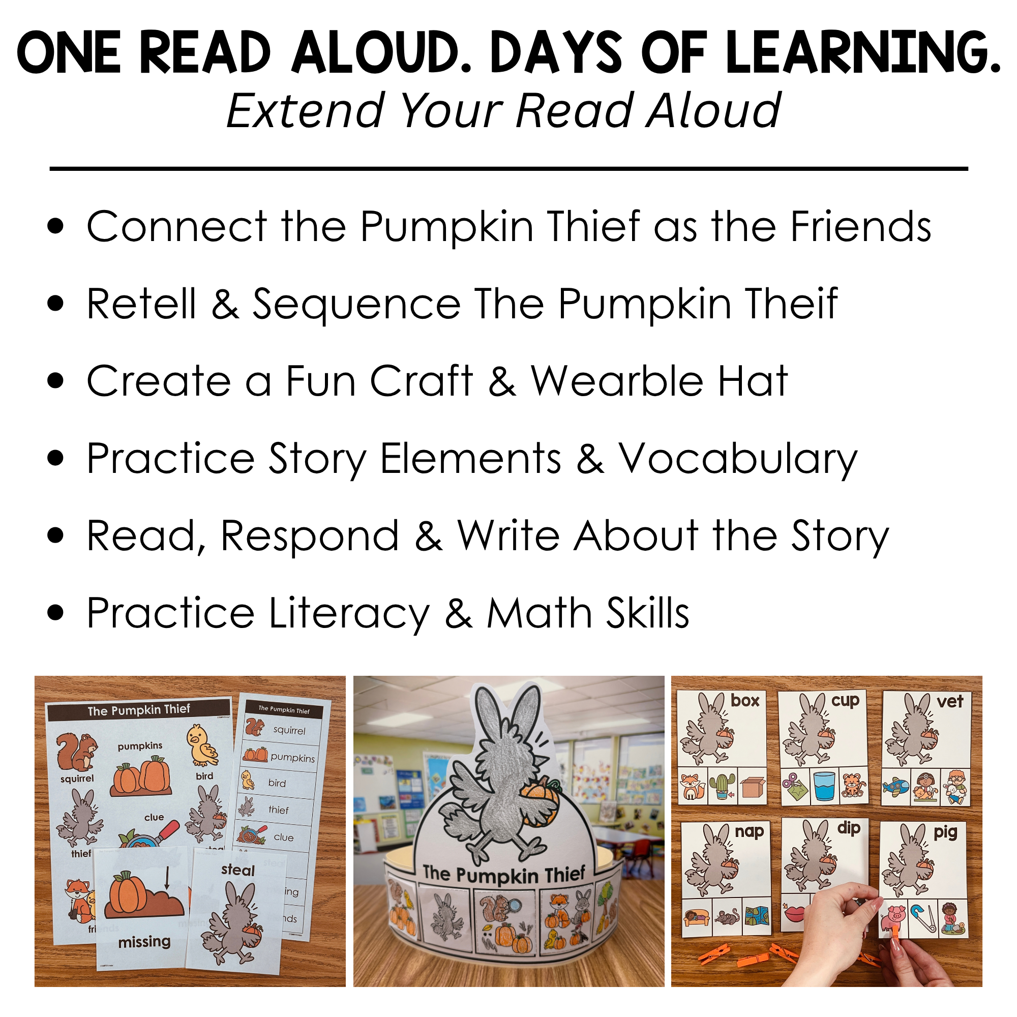Pumpkin Thief literacy and math resource previews